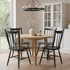 HNY Black Windsor Dining Chairs Set of 4, Farmhouse Wooden Kitchen Chairs with Spindle Back, Mid Century Modern Armless Kitchen Side Chair for Dining Living Room Restaurant