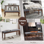 Giantex Dining Room Bench with Upholstered Padded Seat, 660lbs Capacity, 47.5" x 15.5" x 19.5" Ottoman, Wood Kitchen Table Bench for Entryway, Bedroom End of Bed, Grey