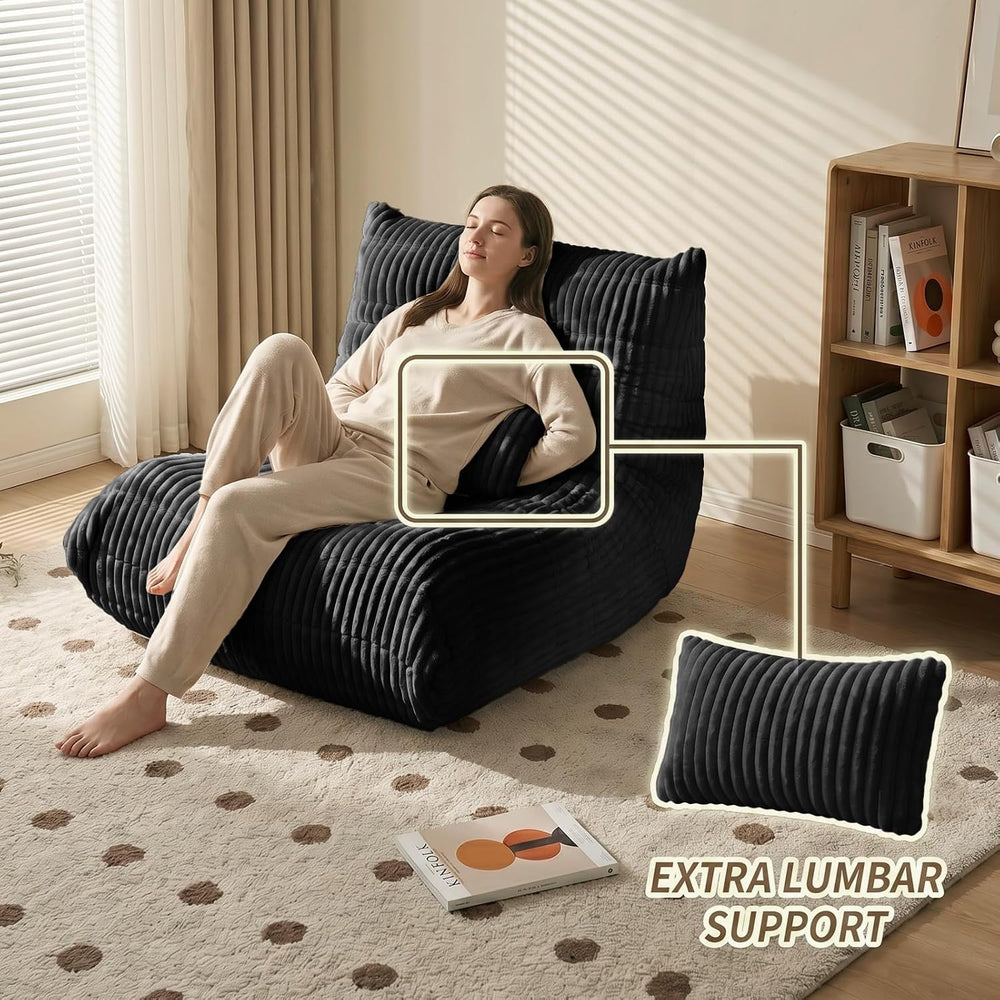 Bean Bag Chair with Lumbar Pillow, Gaint Bean Bag Chairs for Adults, Oversize...