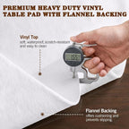 Heavy Duty Table Protector Pad with Flannel Backing for Dining Room | Waterproof Vinyl Tablecloth Easy to Clean & Trim, Scratch & Heat Resistant Table Cover, Reusable Pad 72" x 54" Rectangular