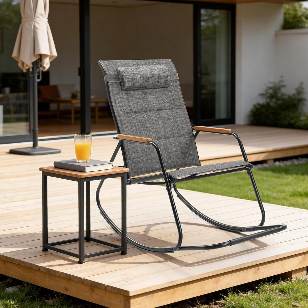 VINGLI Outdoor Rocking Chair, 450lbs Capacity Portable Outdoor Rocker with Fo...