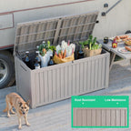 200 Gallon Resin Deck Box, Lockable Patio Outdoor Storage Box for Furniture, Garden Tools and Tools Storage, Waterproof Outside Storage Boxes - Grey