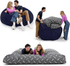 CordaRoy's Plush Bean Bag - Convertible Bean Bag Chair - Machine-Washable Plush Fabric Cover - for Basement, Living Room, Game Room, Dorm & More - Full Size - Indigo | Made in The USA