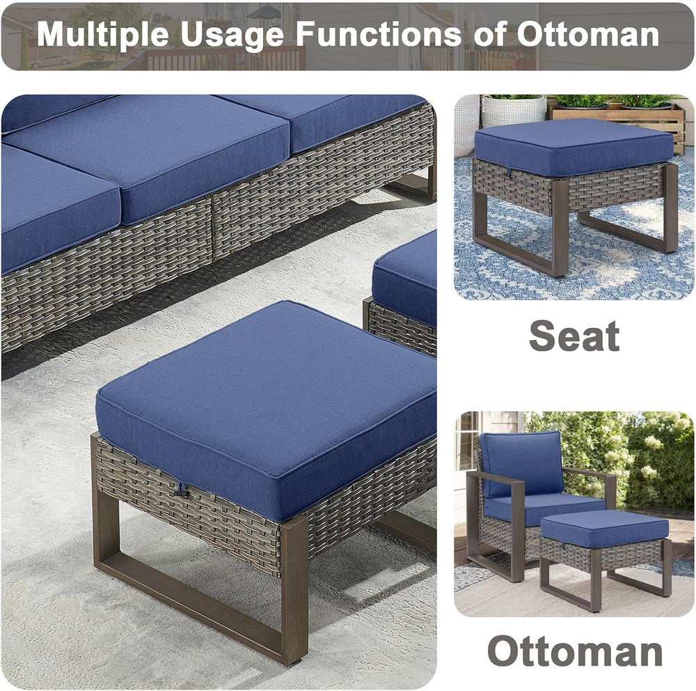 Belord Outdoor Ottomans for Patio - 250 LBS Weight Capacity Wicker Foot Rest ...