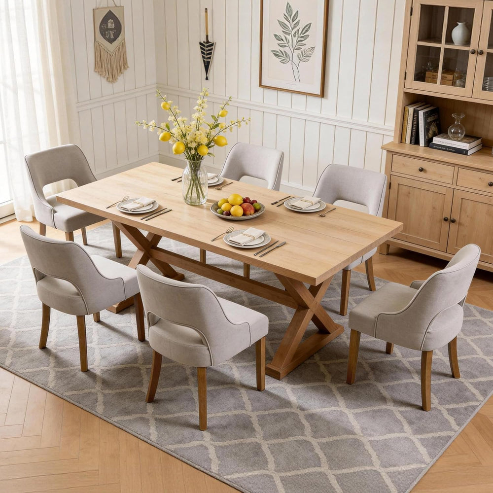ClinQ Wooden Dining Chairs Set of 6, Modern Fabric Upholstered Kitchen Chairs...