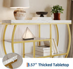 Garvee Entryway Table with Storage, Industrial 4-Tier Narrow Console Table Behind Couch with Half-Circle Base & Storage Shelves for Living Room, Hallway, Foyer