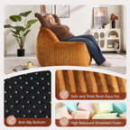 Large Bean Bag Chair for Adults Teens 41 Inch, Big Fluffy Beanbag Sofa with Back Support & Armrests, Plush Foam Filled Comfy Couch for Bedroom Gaming Living Room Reading (Orange)