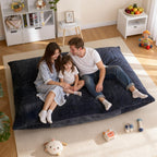 nalone 6.4 FT Giant Bean Bag Chair for Adults, 4 in 1 Memory Foam Filled Beanbag Chair, Floor Sofa Bed with Fluffy Washable Flannel Cover, Lounge Couch for Bedroom, Living Room (Grey)