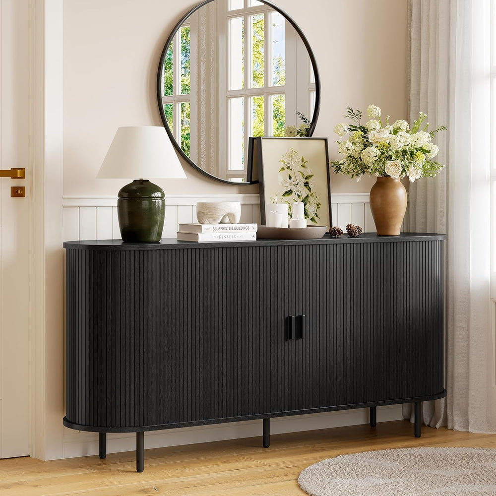 ONBRILL 63'' Fluted Sideboard Buffet Cabinet with Storage, Large Cred...