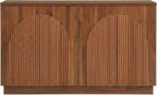 Yechen Fluted Walnut TV Stand with Arched Reeded Design Doors, Modern Entertainment Center with Storage for Up to 98", TV Media Console, TV Cabinet for Living Room, Bedroom(2 PCS)
