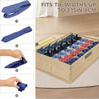 Beige Sock Organizer Divider 2 Pack with Lid - 30 Cell Foldable Closet Storage, Tie Organizer For Men Boxes for Socks, Ties, Belts