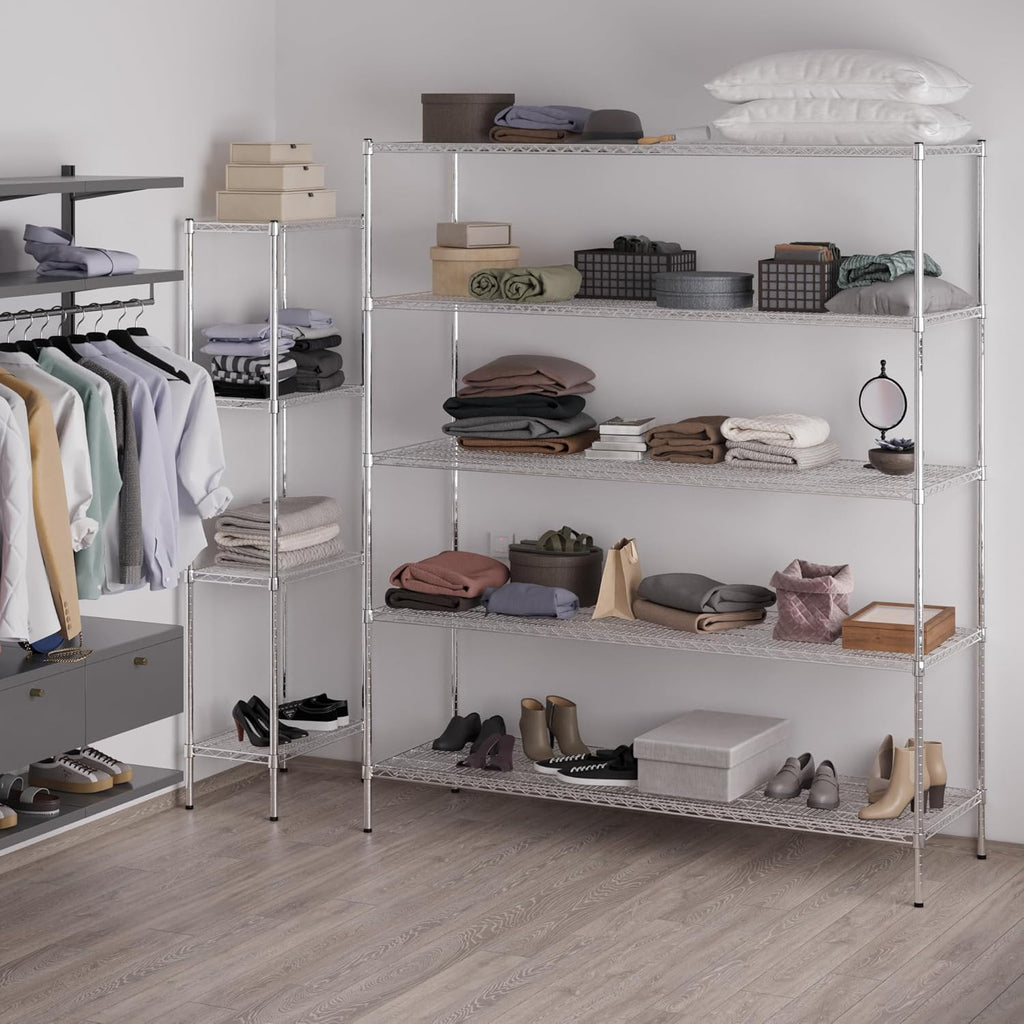 24" Deep x 72" Wide x 86" Height Wire Shelving Kit | 5-Tier | NSF Commercial Storage Rack Unit