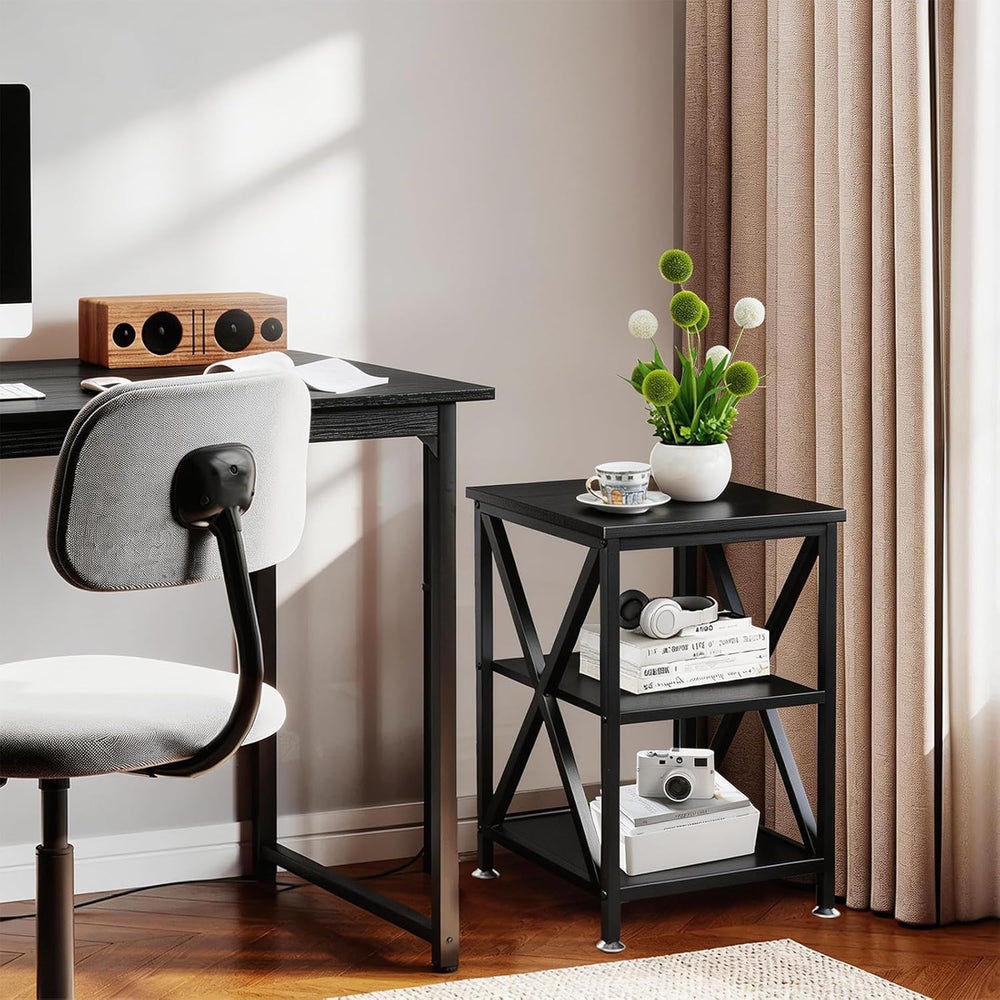TooCust Square End Table with Storage Shelf, 16" D X 16" W X 24&quo...