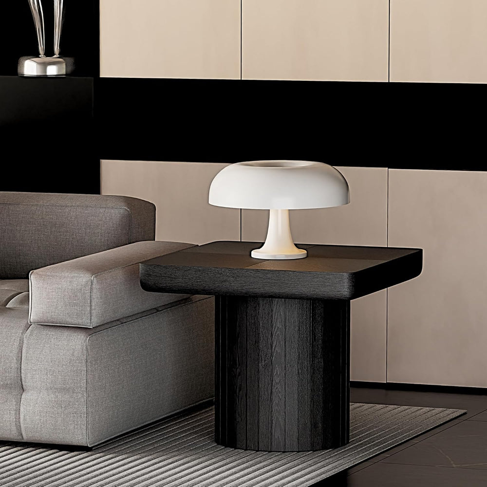 GOWE 23.6'' Modern Solid Wood Veneer End Table, Minimalist Square Sid...