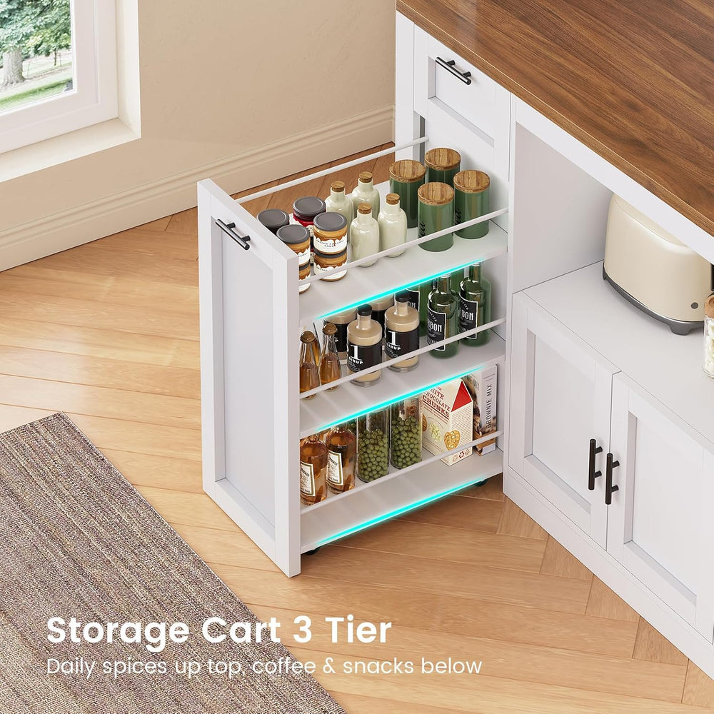 Itaar 71" Pantry Cabinet with Charging Station and LED Light, Kitchen Pa...