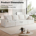 Homall Sectional Couches for Living Room, Modern Boneless Couch with Deep Seat, Upholstered Cloud Sofa, No Assembly Required (Beige, Four-Seater Sofa)