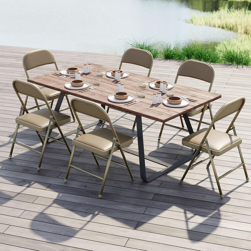 Nazhura Folding Chairs with Padded Vinyl Cushion Chairs with Comfortable Cush...