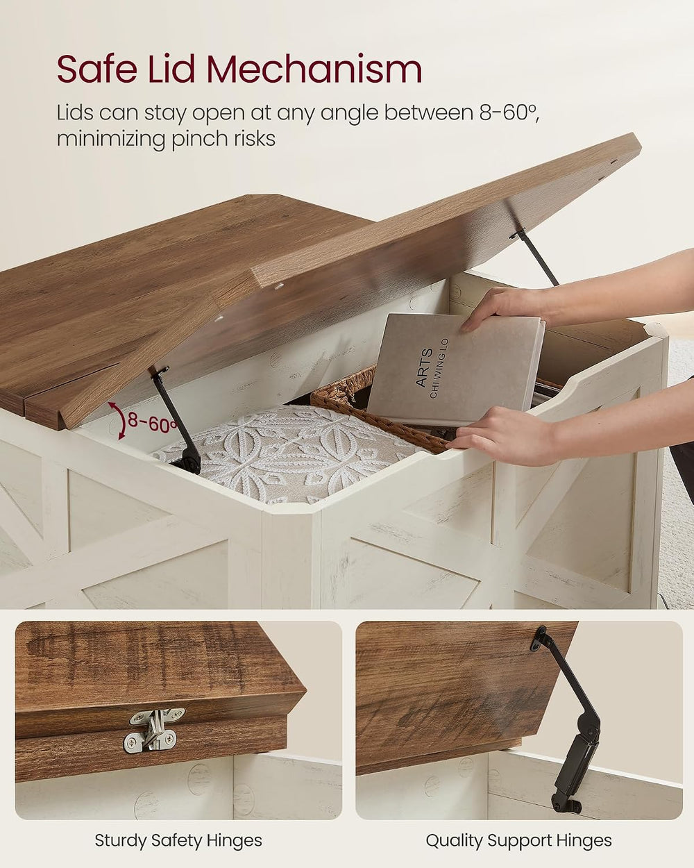 VASAGLE LIRY Collection - Farmhouse Coffee Table with Storage, Square Coffee ...