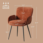 VKNOW Modern Dining Chairs Set of 4, Upholstered Dining Room Chair with Armrest, Kitchen Chairs with Curved Ergonomics Backrest for Living Room, Dining Room, Kitchen, Orange