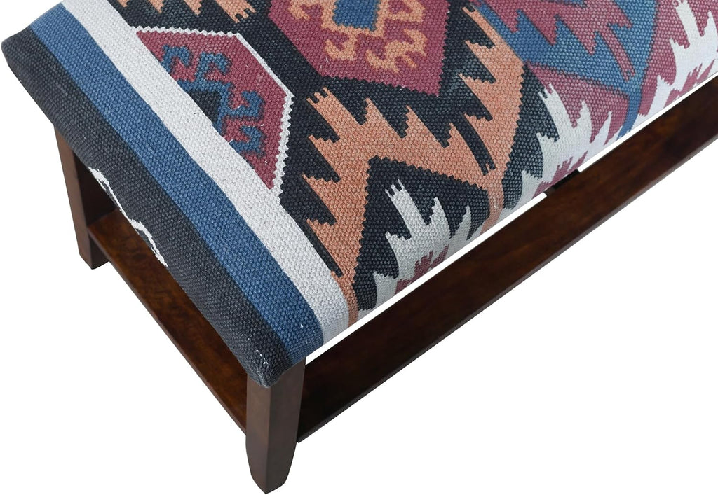 LR Home Red Handmade Upholstered Bench for Bedroom End of Bed | Accent Bench for Entryway, Foyer, Living Room, Mudroom, Hallway or Seating | Long Rectangle Storage Bench | 40" W x 16" D x 18" H