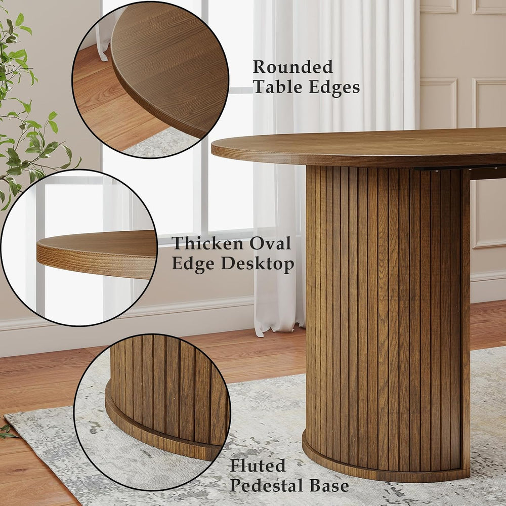 Oval Rectangular Dining Table for 4-8 People,70.87" Long Kitchen Table w...