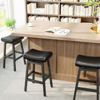 Raynesys 29 Inche Bonded Leather Counter Height Bar Stools Set of 2 Curved | Barstools with Curved Bonded Leather Seats & Heavy Duty Metal Legs for Kitchen Counter, Easy Assembly, Brown/Black