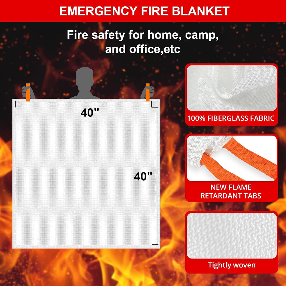 SecuCaptain Emergency Fire Blanket for Home and Kitchen - 4 Pack 40"x40&...