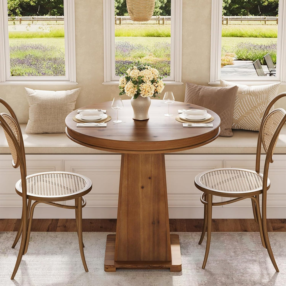 LITTLE TREE Solid Wood Round Dining Table, 31.5" Small Kitchen Table for...