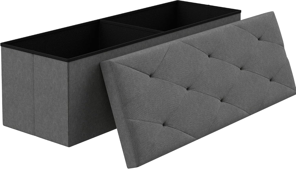 VECELO 43'' Folding Storage Ottoman Bench, Storage Chest, Linen Fabri...