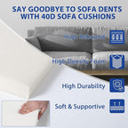 Sofa Couch Cushion Support for Sagging Seats, Trapezoidal 20" x 20" High Density Foam Replacement for Sofa Furniture Seats, Set of 3