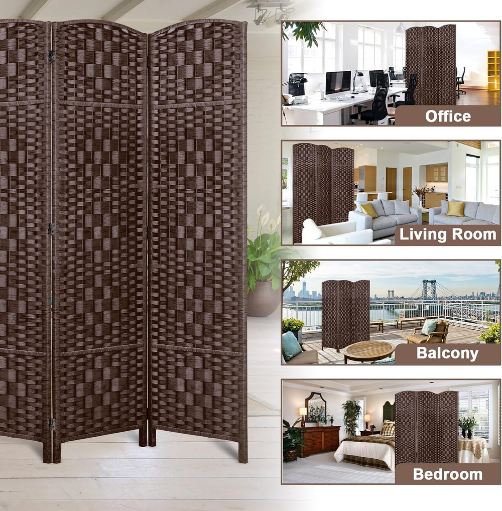 RHF Room Divider Panel,Partition Room Dividers,3Panel Privacy Screen,Brown