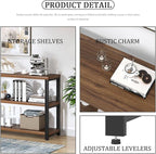 EXCEFUR 47" Entryway Table, Industrial Console Table for Living Room & Hallway, 3-Tier Storage Sofa Table Behind Couch, Walnut