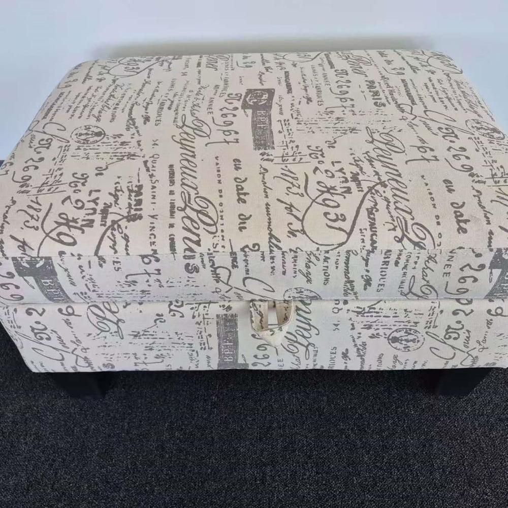 Linen Upholstered Storage Ottoman