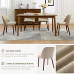 Wooden Dining Chairs Set of 8, Upholstered Kitchen Dining Room Chairs with Padded Seat and Wood Legs, Modern Fabric Side Dinner Chair for Kitchen, Dining Room, Restaurant, Cafe, Camel