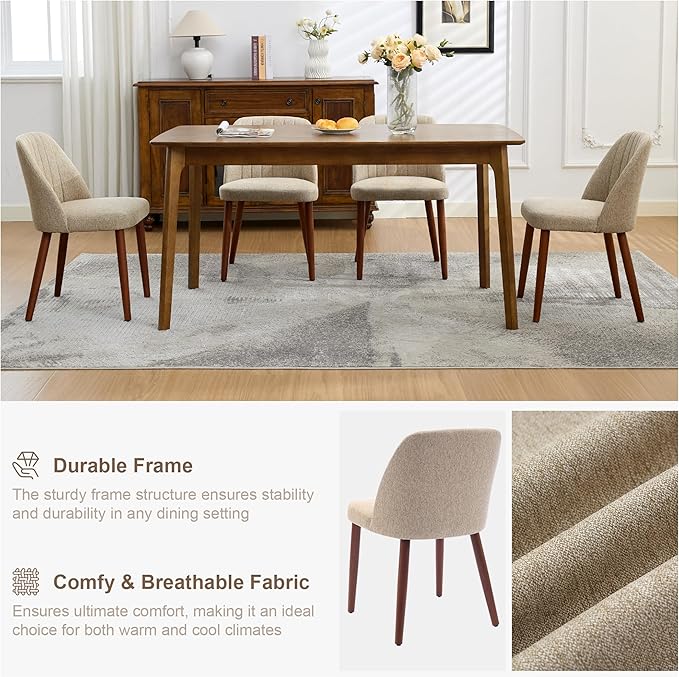 Wooden Dining Chairs Set of 2, Upholstered Kitchen Dining Room Chairs with Pa...
