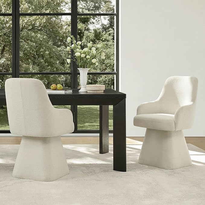 Swivel Dining Chairs Set of 2, Mid Century Modern Chairs Fabric Upholstered A...