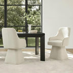 Swivel Dining Chairs Set of 2, Mid Century Modern Chairs Fabric Upholstered Armchair with Armrest & Ergonomic Backrest for Dining Room, Kitchen, Bedroom, Living Room, Linen, 2 Boxs