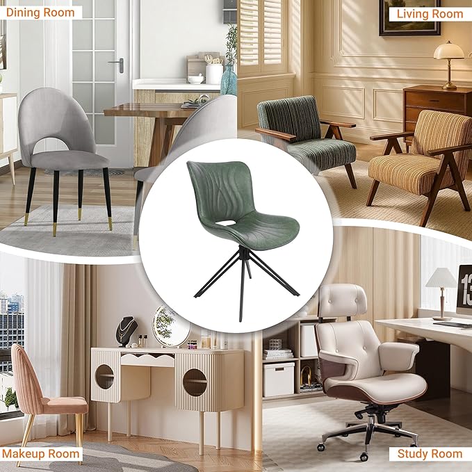 Dining Chairs Set of 4, 360° Swivel Upholstered Mid-Century Modern Kitchen Di...