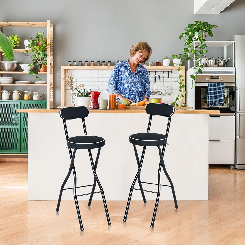 Thyle 1 Pcs 29.5 Inch Folding Bar Stool with Backrest Tall Foldable Stool Cha...