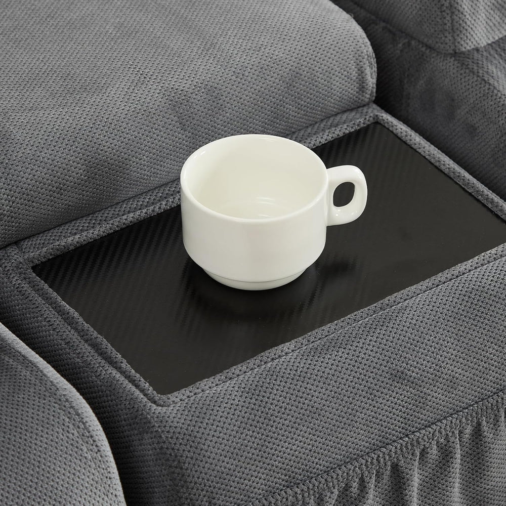 Center Console for Recliner, Fuctional Sofa Side Table with Storage Drawers, ...
