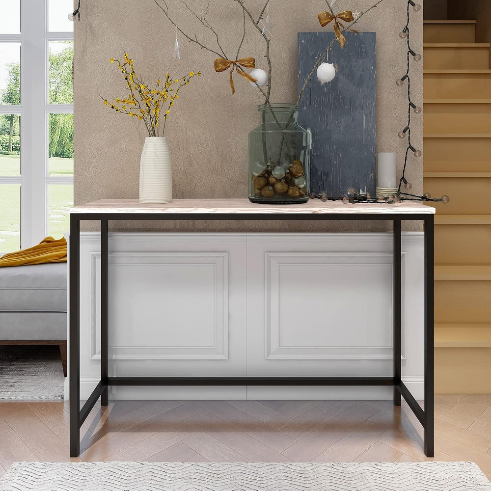 HOMERECOMMEND Console Table with Power Outlets and USB Ports,Rustic Brown | S...