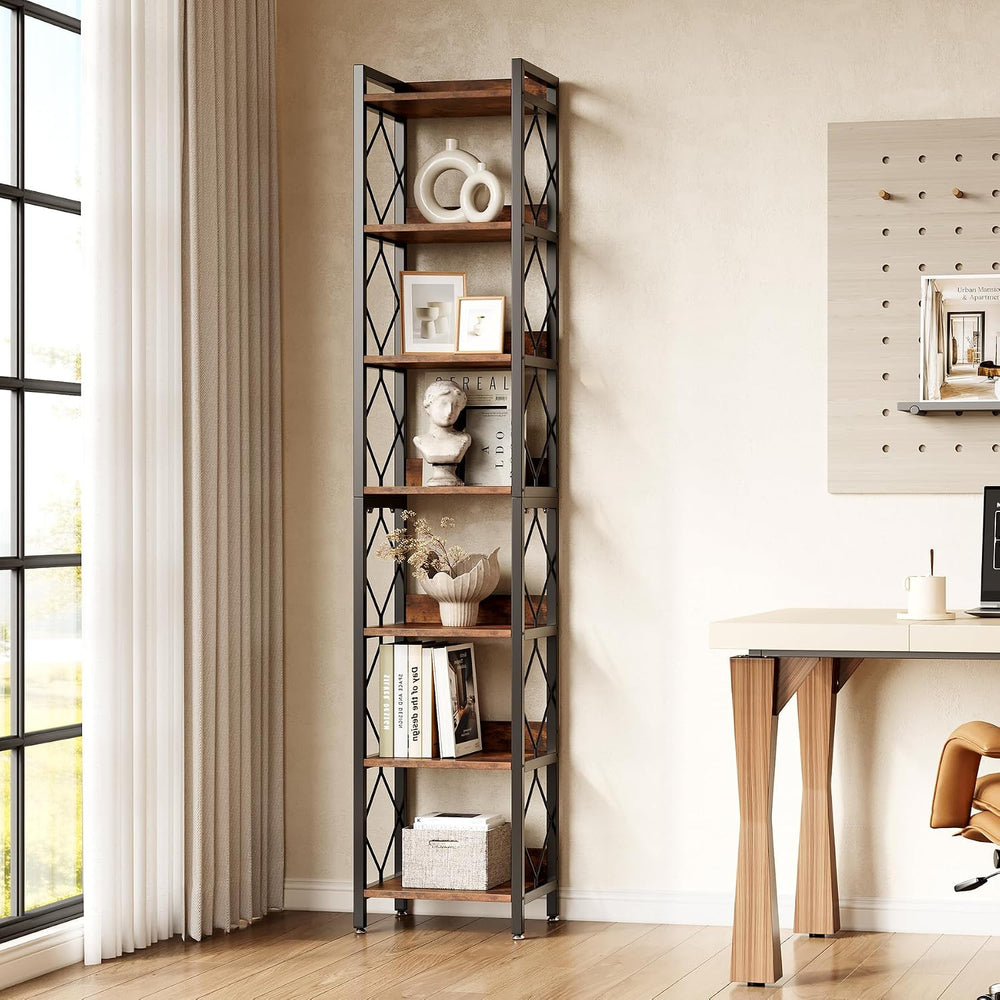 LITTLE TREE Corner Book Shelf, 78.7" Tall Narrow Bookcase, 7-Tier Skinny...