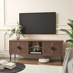 ARTPOWER 63" Modern TV Stands for Living Room, Long Entertainment Center with Storage, TV Console for 55 60 65 70 Inch TV, Bedroom TV Cabinet with Doors, Wood Media Console, Television Stand, Brown