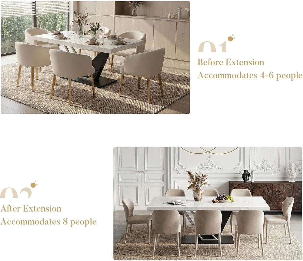 COSIEST 59'' to 78.7'' Extendable Dining Table for 4-8, Faux ...