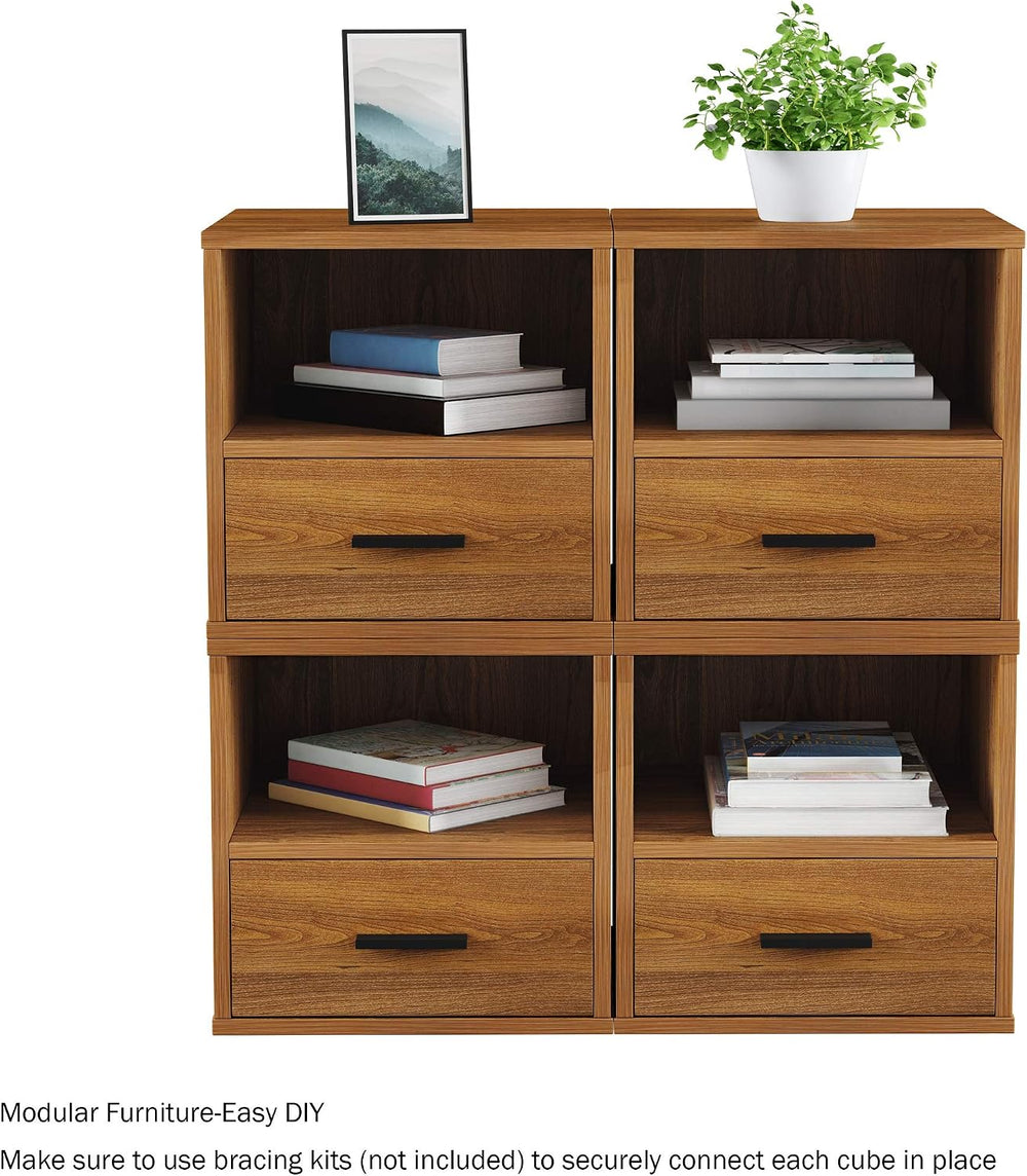 Lavish Home Side Table with Storage - Set of 2 Minimalist Modern Nightstand o...
