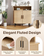 SUNCOZE Buffet Sideboard Cabinet with Big Storage Space Set of 2, Fluted Coffee Bar Cabinet with Shelves, Modern Wood Console Cabinet for Kitchen, Entryway & Living Room (Wood)