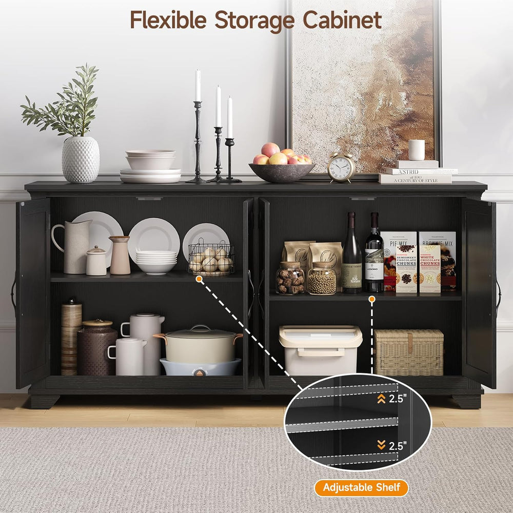 ONBRILL 63 Inch Buffet Cabinet with Storage, Large Sideboard Cabinet with 4 C...
