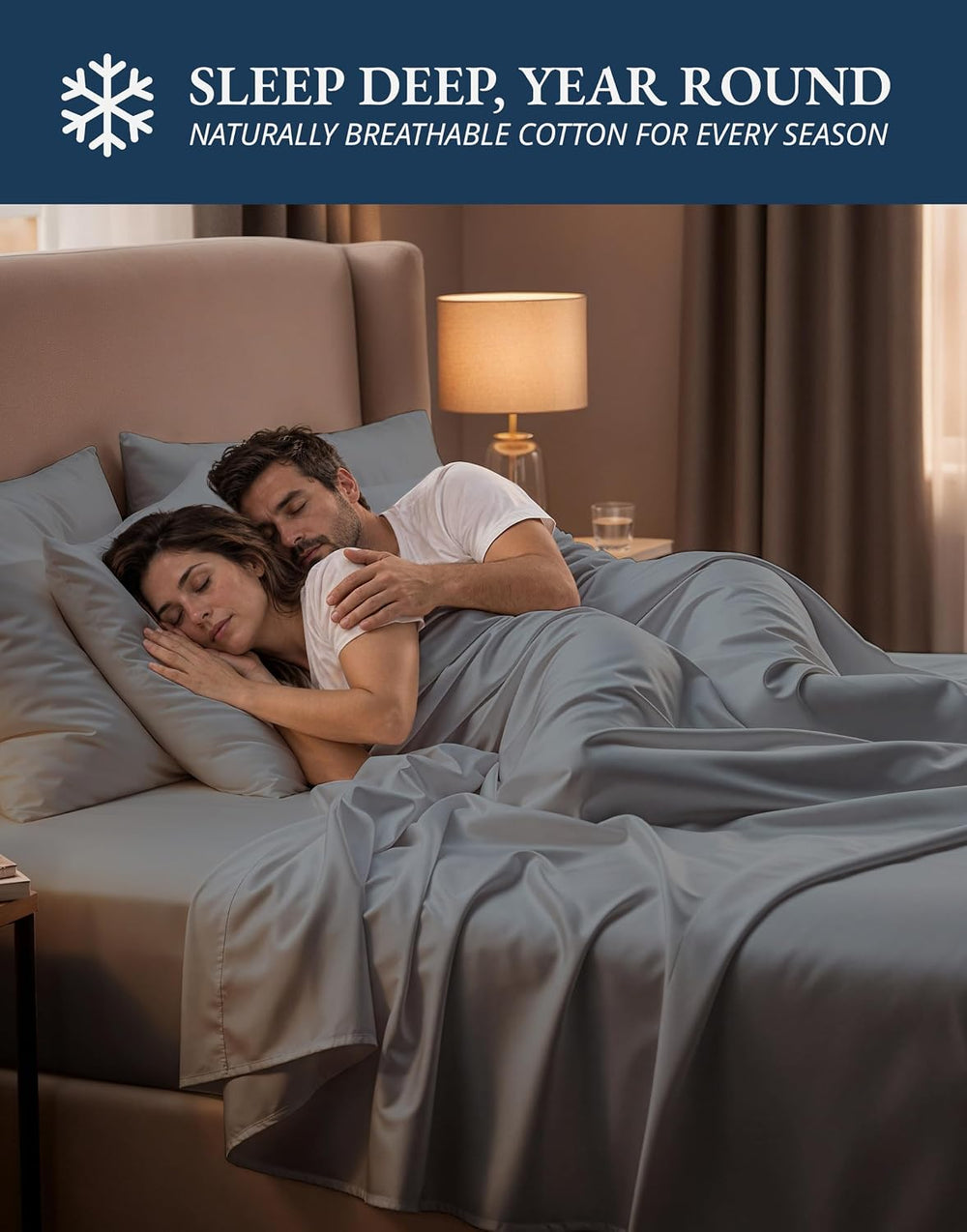 LANE LINEN Queen Sheet Set 100% Egyptian Cotton Sateen - Charcoal