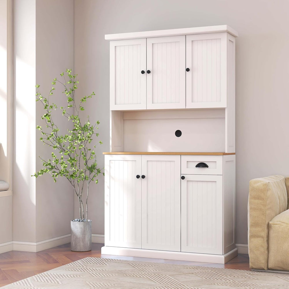 71" Freestanding Pantry Cabinet with Doors, Kitchen Pantry Cabinets with...