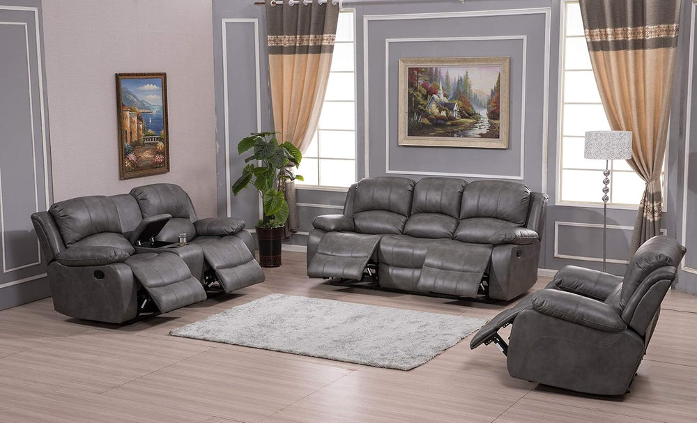 Betsy Furniture 3PC Faux Leather Reclining Couch Set, Living Room Furniture S...
